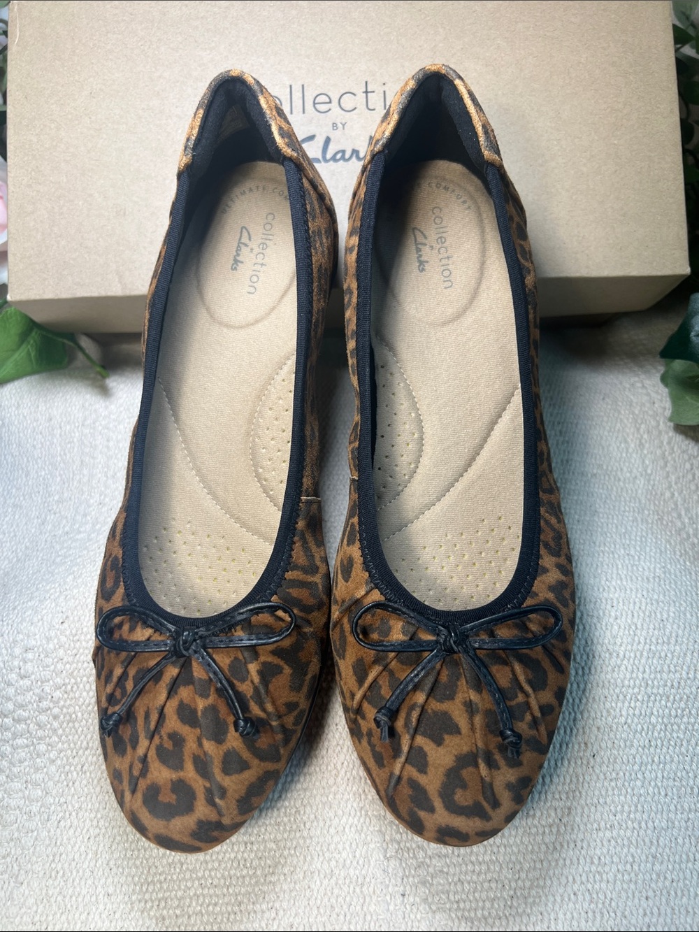 🔥NWT Clarks Leopard Print Ballet Flats in Brown and Black